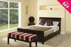 Upholstered PU Leather Sleigh Bed 