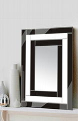 LOWEST PRICE - Davinia 97 x 122cm Bevelled Edge Black Glass Wall Mirror