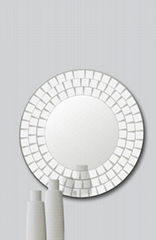 LOWEST PRICE - Lovella 65cm Diameter Mosaic Round Bevelled Glass Wall Mirror