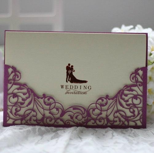 Delicate Lacer Cut Wedding Invitation Card Stationery 
