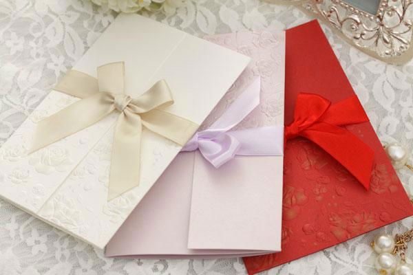Elegant Folded Wedding Invitation With White Ribbon Bow Printable and Customizab