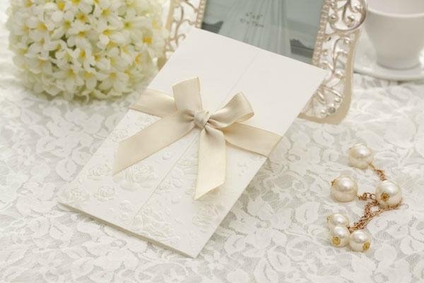 Elegant Folded Wedding Invitation With White Ribbon Bow Printable and Customizab 2