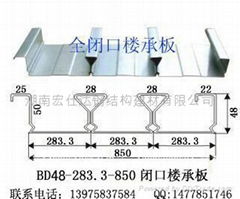 YX48-283.3-850閉口樓承板
