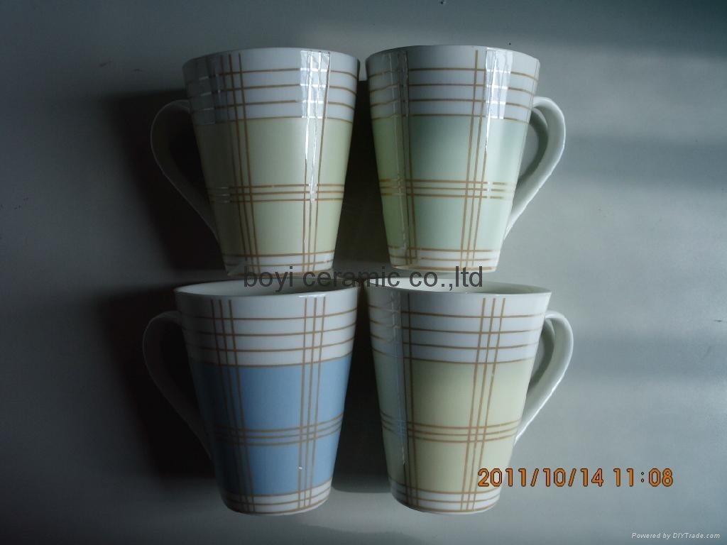 V shape ceramic mug branded printing OEM decal