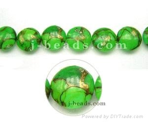 Copper Turquoise Green Puff Coin Smooth Beads