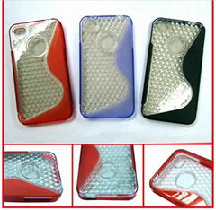Stylish PC and TPU S-shaped Case for iPhone 4G