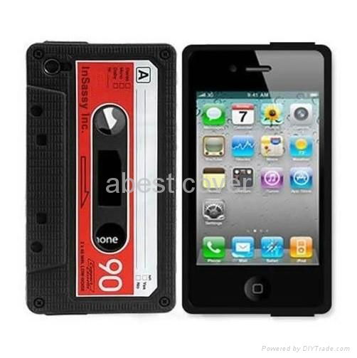 Silicone Cassette Tape Case / Skin / Cover for iPhone 4 4G