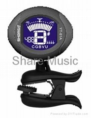 clip-on tuner with blue backlighting