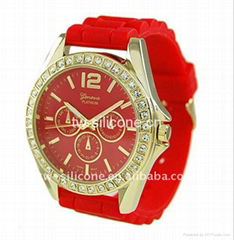 Rhinestone Silicone Brass Watches Men