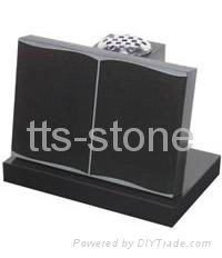 Black granite memorial tombstone