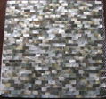 Brick Black lip shell mosaics on mesh with gap