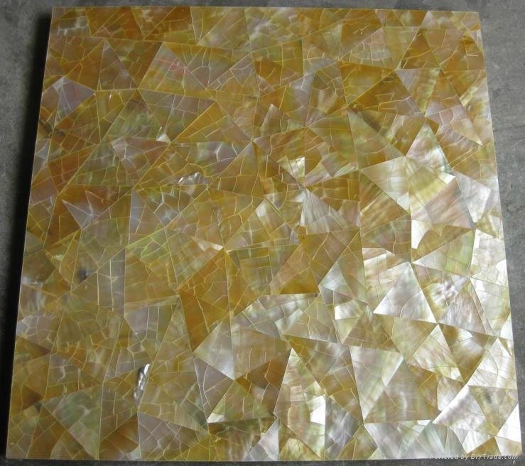 Crack Yellow lip  sea mother of pearl mosaic tiles