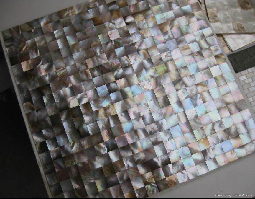 Square Brown sea mosaic tiles for interior decoration