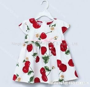 Beautiful New style children wholesale cherry dress