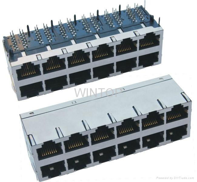 2*6 RJ45 Jacks With LED And EMI (Side Entry)