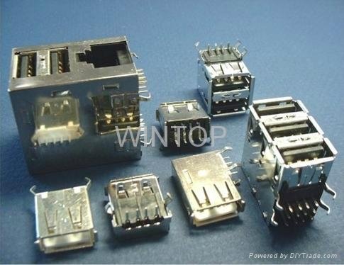 Sell USB A type Female Dual Floor Straight for PCB type Connector