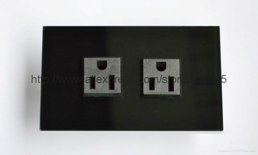 US Standard Wall Socket 10A 250V Crystal Tempered Glass Panel Wall Power Socket  2