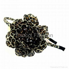 Leopard fabric flower headband