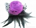 Fabric flower with feather brooch