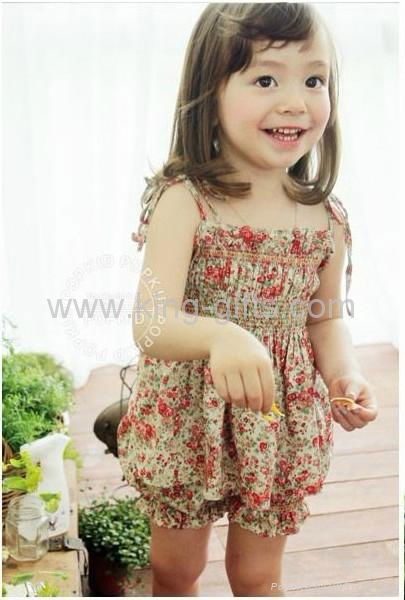 Children's Dresses girl dress little flower dress + short as a set Dec.finished 4