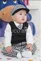 5sets/lot Baby Suit 5pc Boy Set Baby Hat Tie Jacket Pants