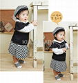 5sets/lot Baby Suit 3pc Girls Set Baby Hat T Shirt Skirts  Autumn Baby CLoths 3