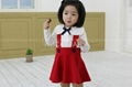 White T-Shirt and Red Preppy Style Overalls Baby Suit 80-120cm 2
