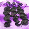 2013 Hot Sales natural black color body wavy virgin brazilian hair 4