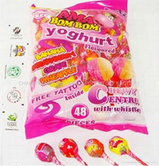 Bubble gum lollipop(Two Flavors mixed one pcs，tattoo )