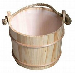 sauna wooden bucket