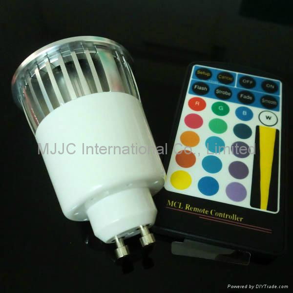 5W RGB GU10 LED Spotlight with IR remote control