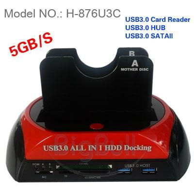 USB3.0 2.5" 3.5" 2 SATA HDD Clone Docking Station 
