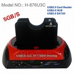 USB3.0 2.5" 3.5" 2 SATA HDD Clone Docking Station 