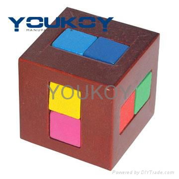 3D Wooden Brain Teaster cube Puzzle toy