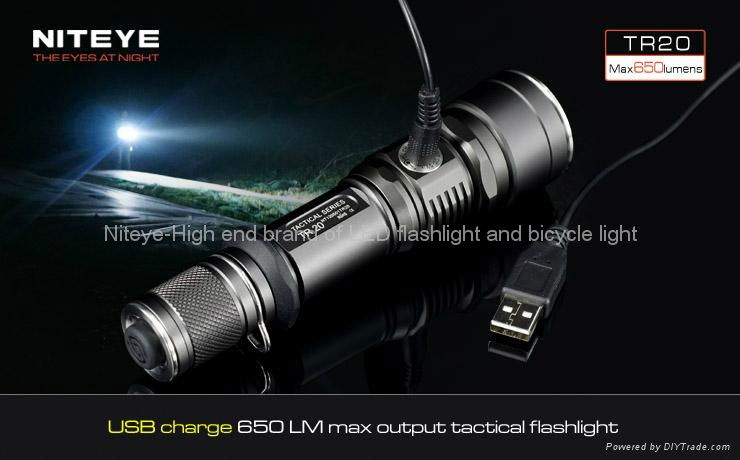 NITEYE Rechargeable 650 lumens tactical flashlights TR20