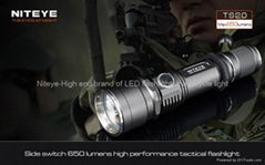 NITEYE 650 lumens side switch reversal battery tactical flashlight  TS20