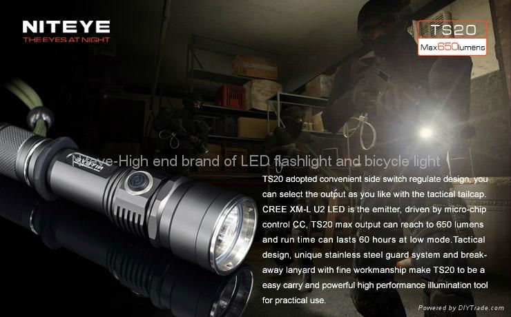 NITEYE 650 lumens side switch reversal battery tactical flashlight  TS20 2