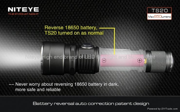 NITEYE 650 lumens side switch reversal battery tactical flashlight  TS20 5