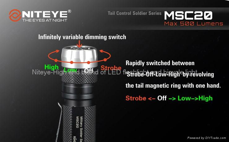 NITEYE One hand operated tail switch LED flashlight MSC20 3