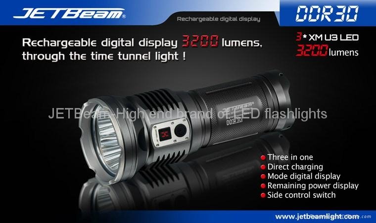 JETBeam 3200 lumen Digit display rechargeable LED flashlight DDR30