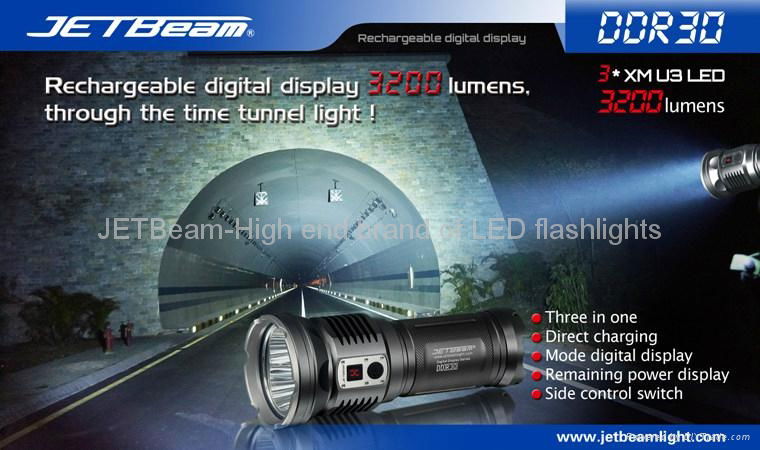 JETBeam 3200 lumen Digit display rechargeable LED flashlight DDR30 2