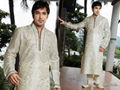 Party wear 5060 - Cream Art Silk Kurta Pajama