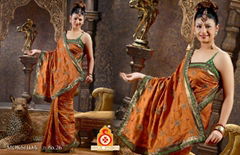 MOKSHDA - Orange SHABNAM JAQUARDDeginer Sarees - SR26