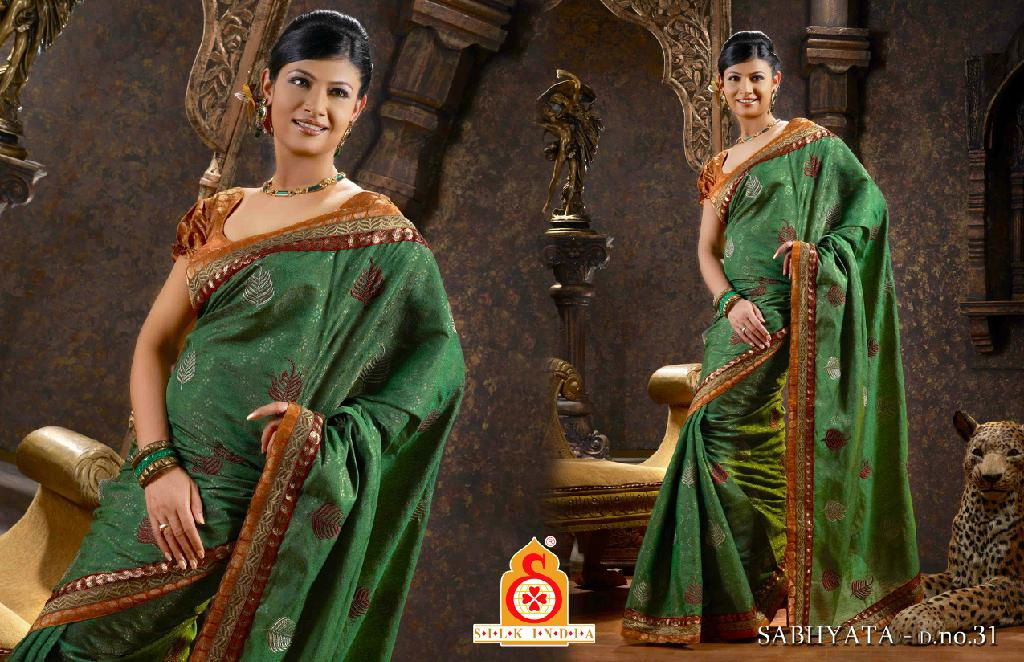 SABHYATA - Dark Green SHABNAM JAQUARDDeginer Sarees - SR31 