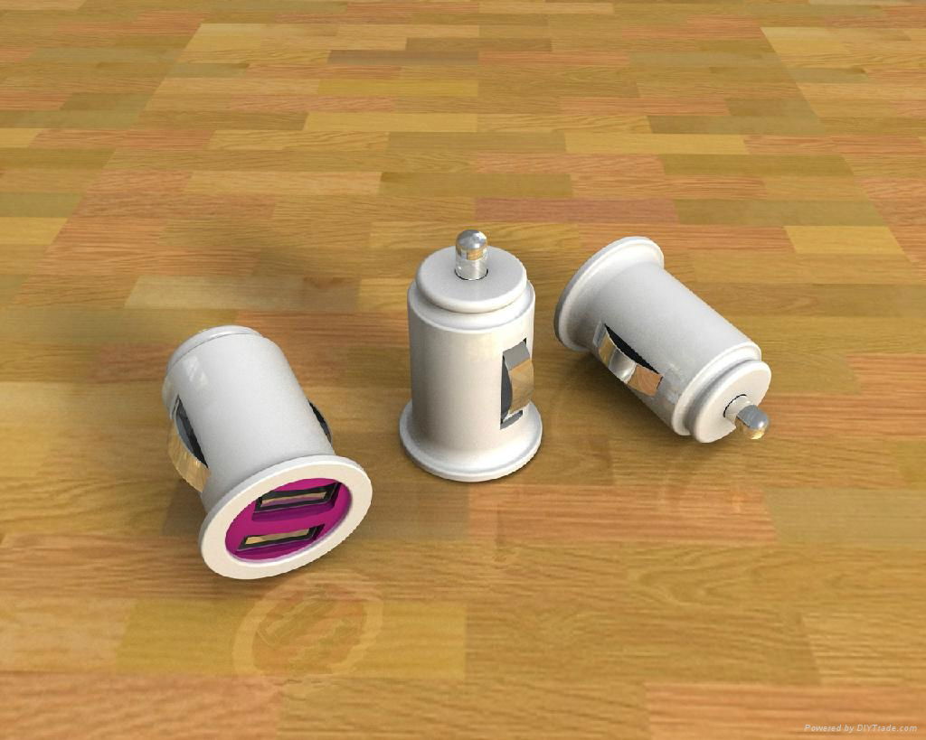 mini double USB car charger 2