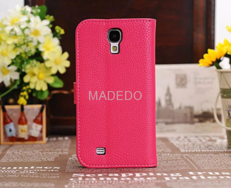 Lichi Skin Style Leather Case Skin for Samsung Galaxy S4 Stand Cover 3