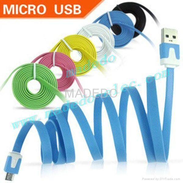 Noodle Flat Colorful MICRO USB 2.0 data sync cable for Samsung/HTC/Cellphone