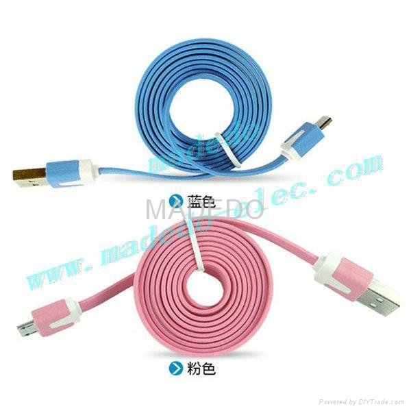 Noodle Flat Colorful MICRO USB 2.0 data sync cable for Samsung/HTC/Cellphone 3