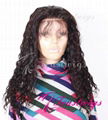 16inches 1B Off Black Deep Wave Glueless Full Lace Wig 3