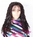 16inches 1B Off Black Deep Wave Glueless Full Lace Wig 5